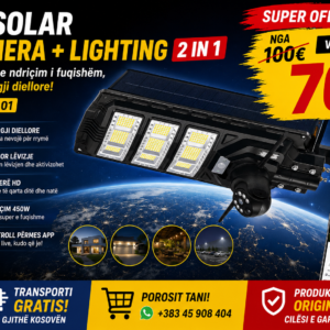 📹☀️ AI Solar Camera + Lighting 2 në 1 – Siguri dhe Ndriçim pa Rrymë!