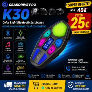🏍️🎧 GearDrive Pro K30 – Bluetooth për Helmetë Motoçiklete!
