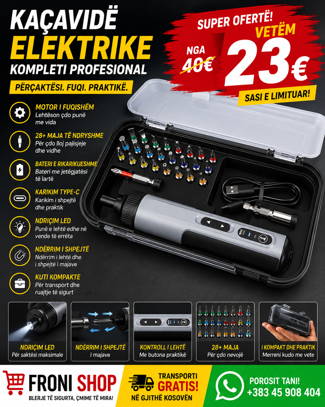 🛠️⚡ Kaçavidë Elektrike Precize – Kompleti Profesional për çdo riparim!