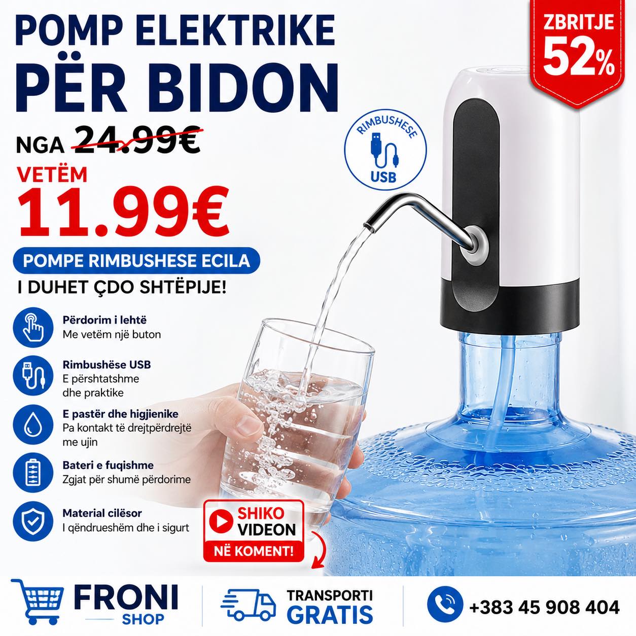 Pompa Elektrike për Bidon Uji