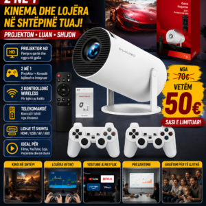 🎮📽️ Smart Game Projector 2 në 1 – Kinema & Lojëra në Shtëpinë Tuaj!