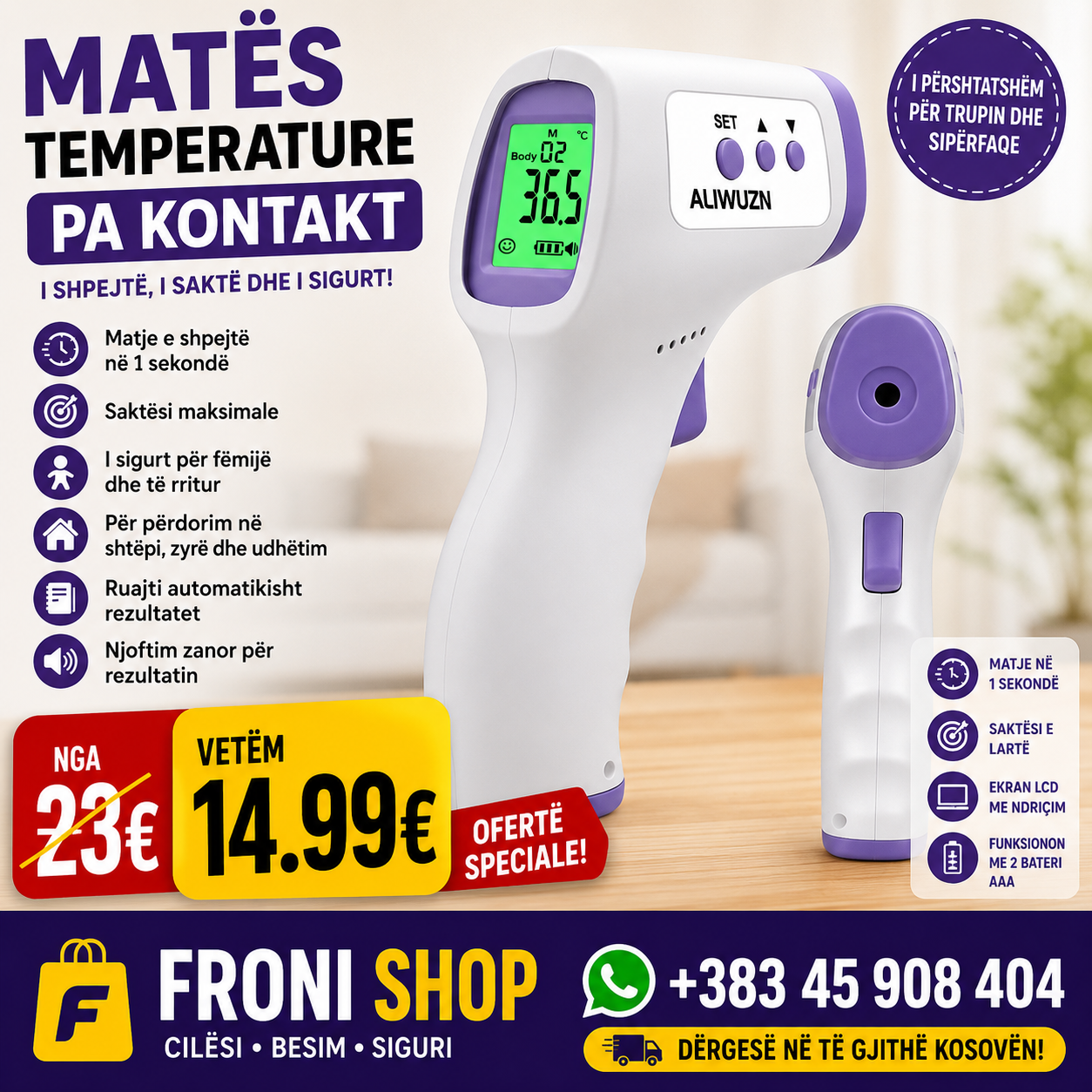 Matës Temperature pa Kontakt – I Shpejtë dhe i Saktë