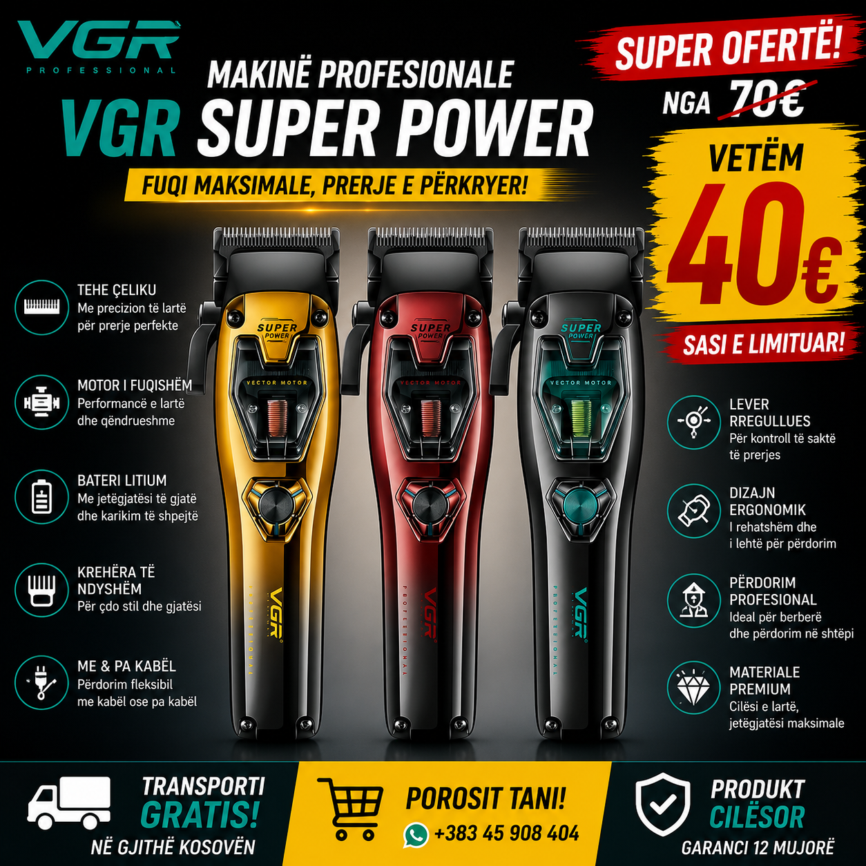 ✂️🔥 VGR Super Power – Makinë Profesionale për Prerje!